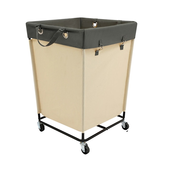 Cos de rufe galben deschis, design cu roti, impermeabil, capacitate mare