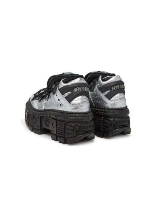 Botine dama New Rock, M-106WALL-C16, Piele naturala, Argintiu, Argintiu
