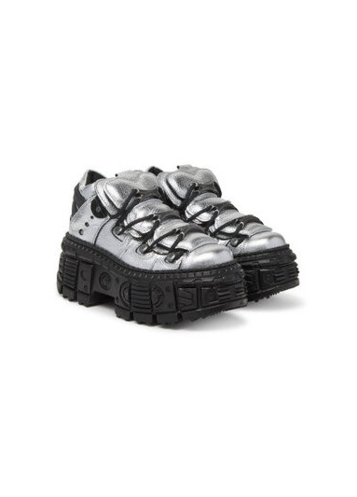 Botine dama New Rock, M-106WALL-C16, Piele naturala, Argintiu, Argintiu