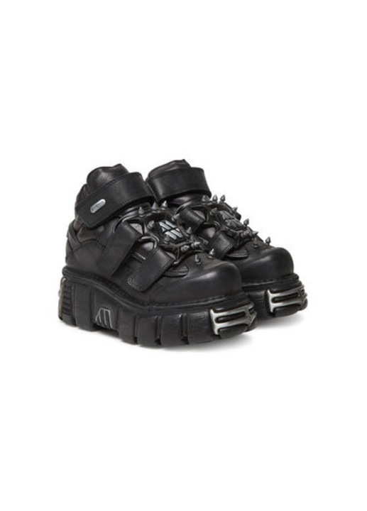 Botine dama New Rock, M-285C-S1, Piele naturala, Negru, Negru, 37