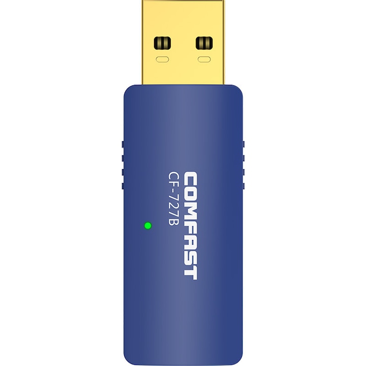 Adaptor wireless COMFAST 1300Mbps USB 2.0, dual band 2.4GHz si 5GHz, culoare albastra, dimensiuni 52x17x8.6mm