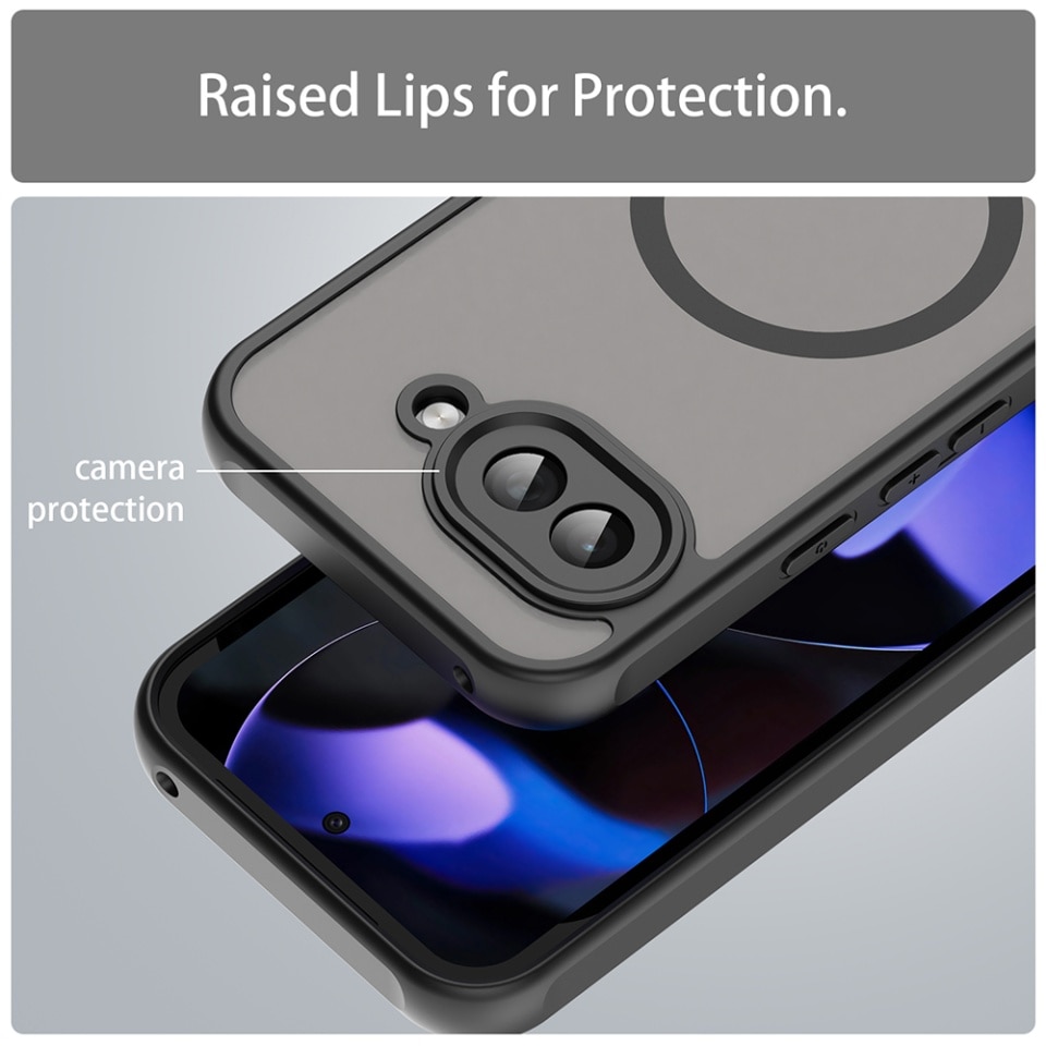 Husa pentru Google Pixel 9a, SKYDDAR INNOVATION, HaloFrost MagSafe II, Antisoc, set cu sticker, Negru