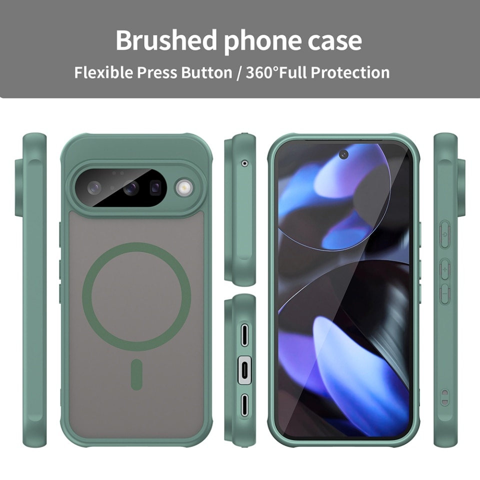 Husa pentru Google Pixel 10 Pro, SKYDDAR INNOVATION, HaloFrost MagSafe II, Antisoc, set cu sticker, Verde