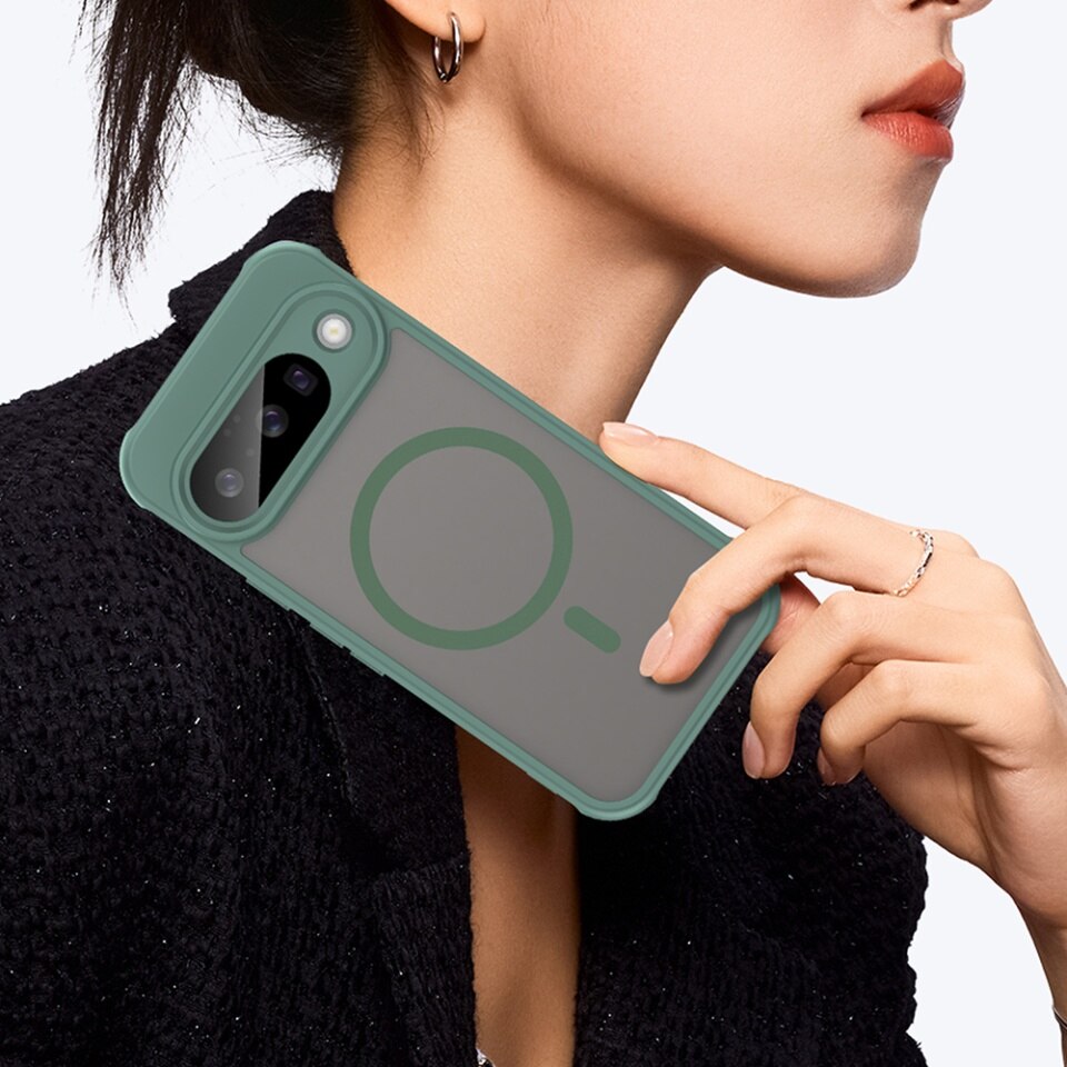 Husa pentru Google Pixel 10 Pro, SKYDDAR INNOVATION, HaloFrost MagSafe II, Antisoc, set cu sticker, Verde