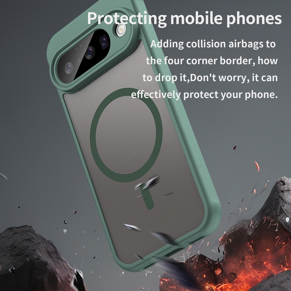 Husa pentru Google Pixel 10 Pro, SKYDDAR INNOVATION, HaloFrost MagSafe II, Antisoc, set cu sticker, Verde
