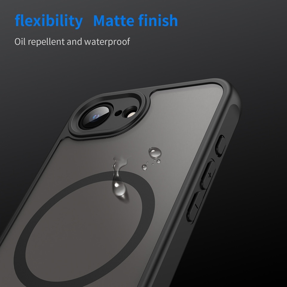 Husa pentru iPhone 16e, SKYDDAR INNOVATION, HaloFrost MagSafe II, Antisoc, set cu sticker, Negru