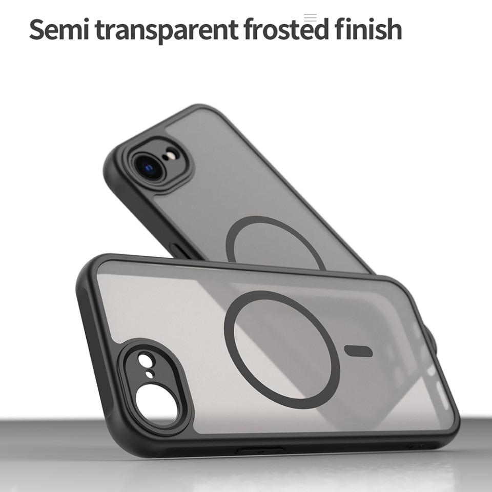 Husa pentru iPhone 16e, SKYDDAR INNOVATION, HaloFrost MagSafe II, Antisoc, set cu sticker, Negru
