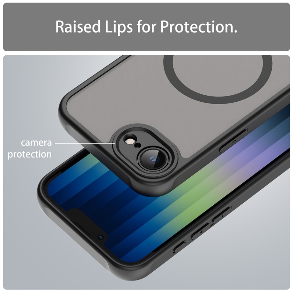 Husa pentru iPhone 16e, SKYDDAR INNOVATION, HaloFrost MagSafe II, Antisoc, set cu sticker, Negru