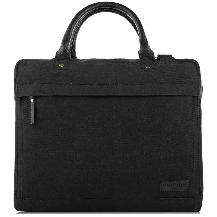 Paolo Peruzzi férfi kézitáska, fekete, 39x31x11cm, 15,6"-os laptophoz
