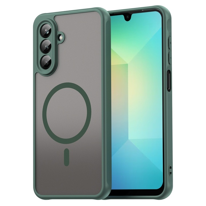 Husa pentru Samsung Galaxy A26 5G, SKYDDAR INNOVATION, HaloFrost MagSafe II, Antisoc, set cu sticker, Verde