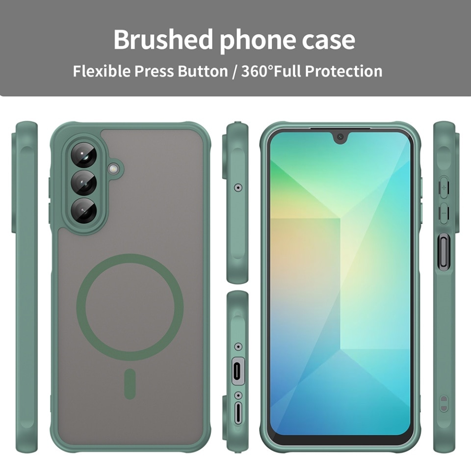 Husa pentru Samsung Galaxy A26 5G, SKYDDAR INNOVATION, HaloFrost MagSafe II, Antisoc, set cu sticker, Verde