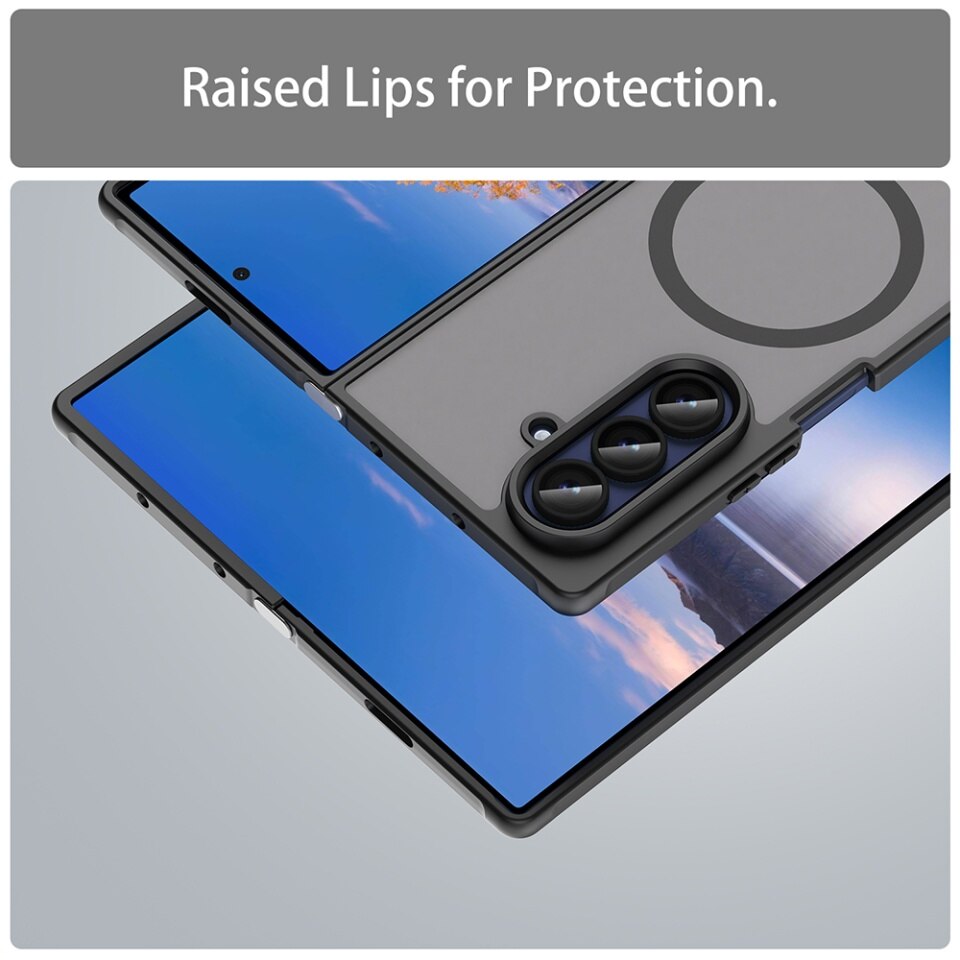 Husa pentru Samsung Galaxy Z Fold7, SKYDDAR INNOVATION, HaloFrost MagSafe II, Antisoc, set cu sticker, Negru