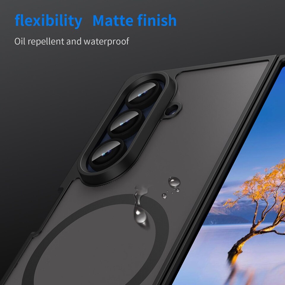 Husa pentru Samsung Galaxy Z Fold7, SKYDDAR INNOVATION, HaloFrost MagSafe II, Antisoc, set cu sticker, Negru