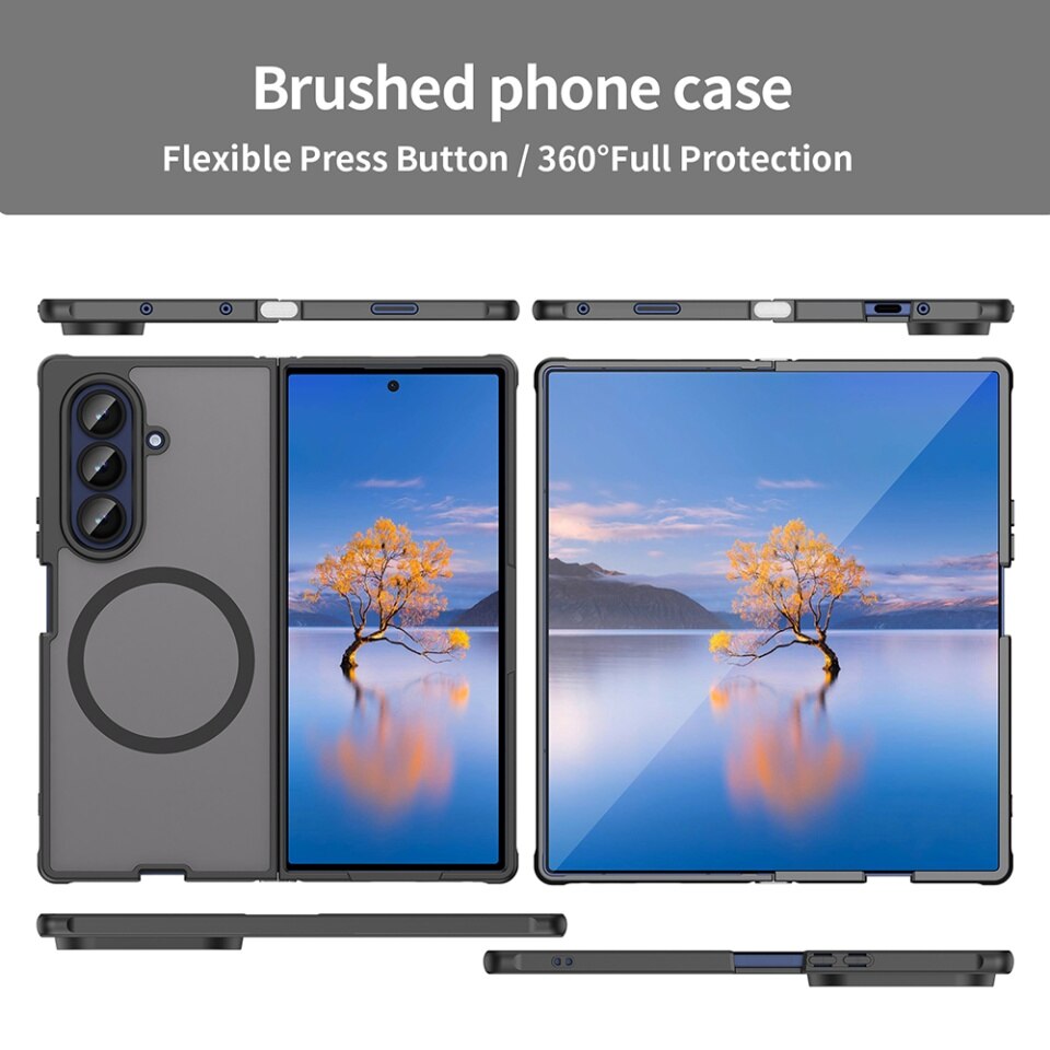 Husa pentru Samsung Galaxy Z Fold7, SKYDDAR INNOVATION, HaloFrost MagSafe II, Antisoc, set cu sticker, Negru