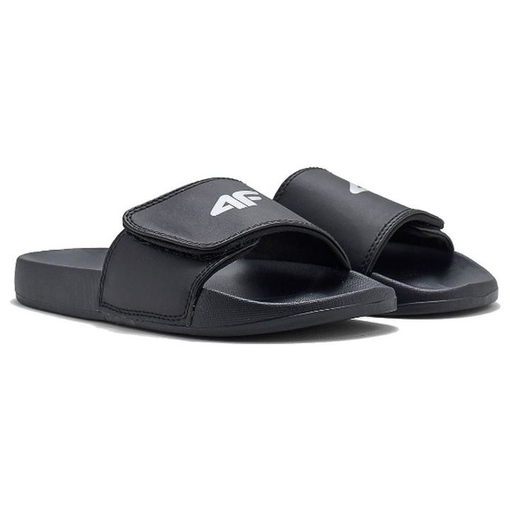 Papuci pentru copii 4F M012, spuma EVA, inchidere cu velcro, negru