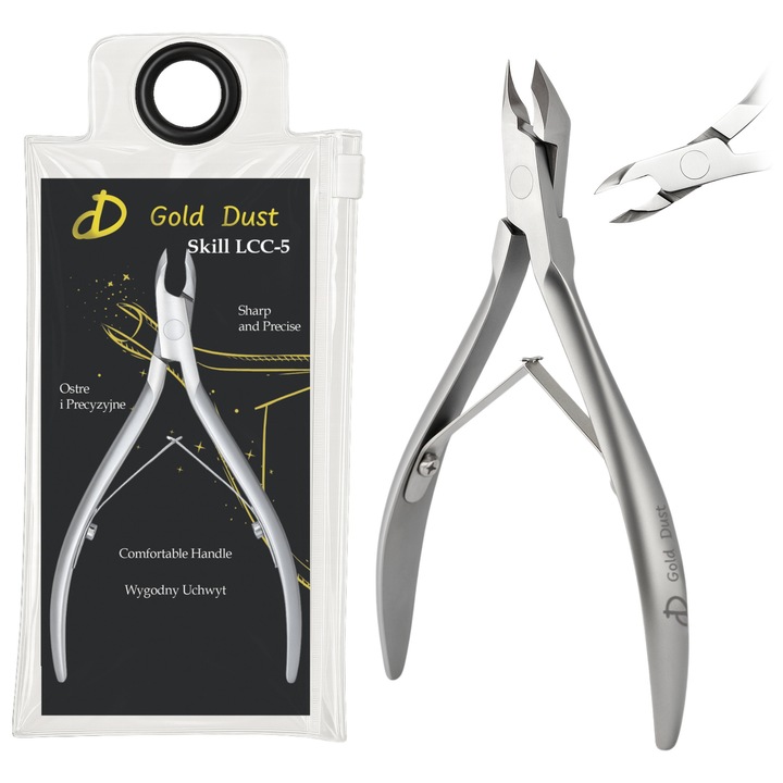 Cleste pentru cuticule Gold Dust, 5mm, argintiu, utilizare profesionala