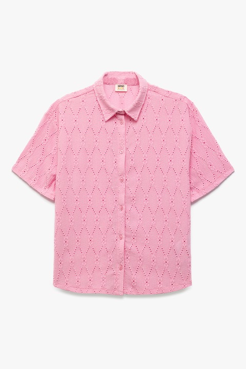 KOTON, Camasa cu detalii brodate, Roz pastel