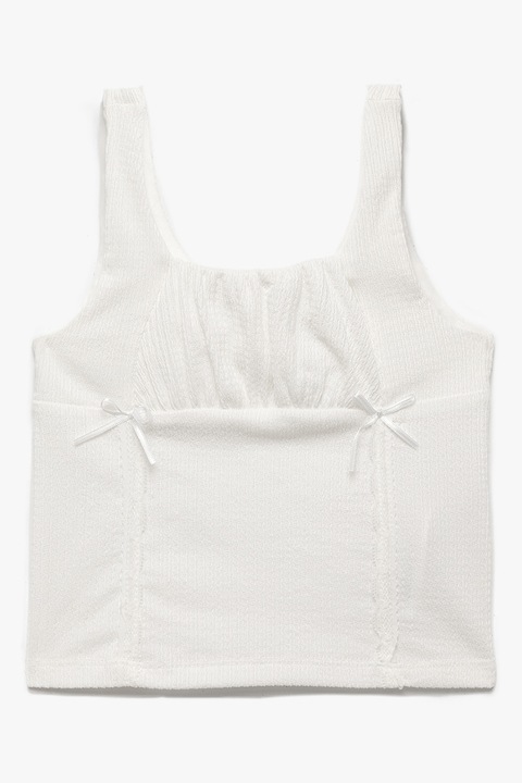 KOTON, Top cu detalii cu funda, Alb