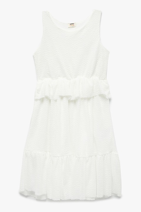 KOTON, Rochie fara maneci cu broderie, Alb, 110-116 CM