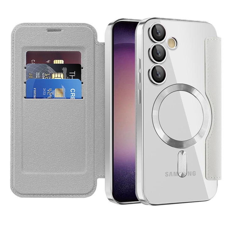 Husa pentru Samsung Galaxy S23 Plus, din Piele Ecologica, Danex, Culoare Gri