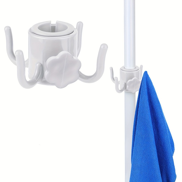 Кука за плажен чадър – BeachHook Essentials, Бяла, универсален аксесоар, бърз монтаж, лесен за транспортиране, здрава конструкция, защита от пясък/вода, издръжлив материал, бял