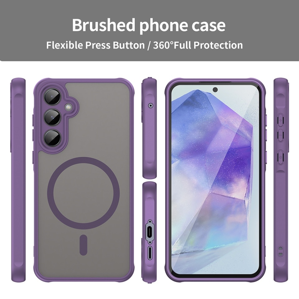 Husa pentru Samsung Galaxy A35 5G, SKYDDAR INNOVATION, HaloFrost MagSafe II, Antisoc, set cu sticker, Mov