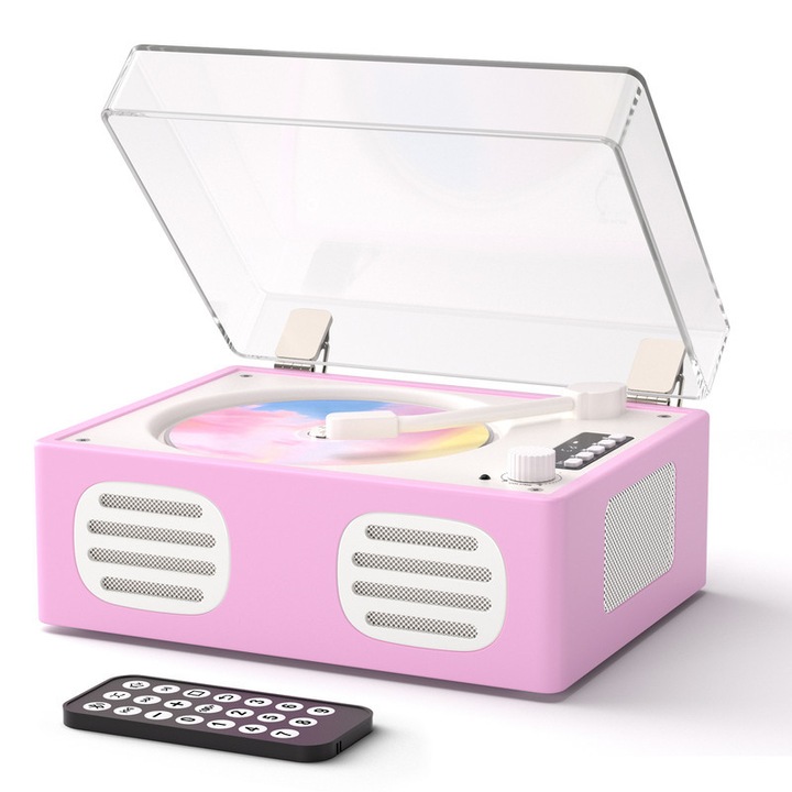 CD Player portabil Bluetooth, CD Player retro cu difuzoare Hi-Fi, CD Playere reincarcabile dragute pentru acasa cu afisaj LED, redare USB, intrare AUX, mufa pentru casti, Violet