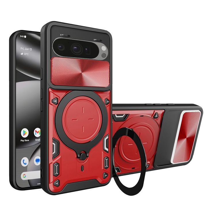 Husa Protectie pentru Google Pixel 10 Pro XL, CamGuard Pro, V73, Otel inoxidabil, Noble Red