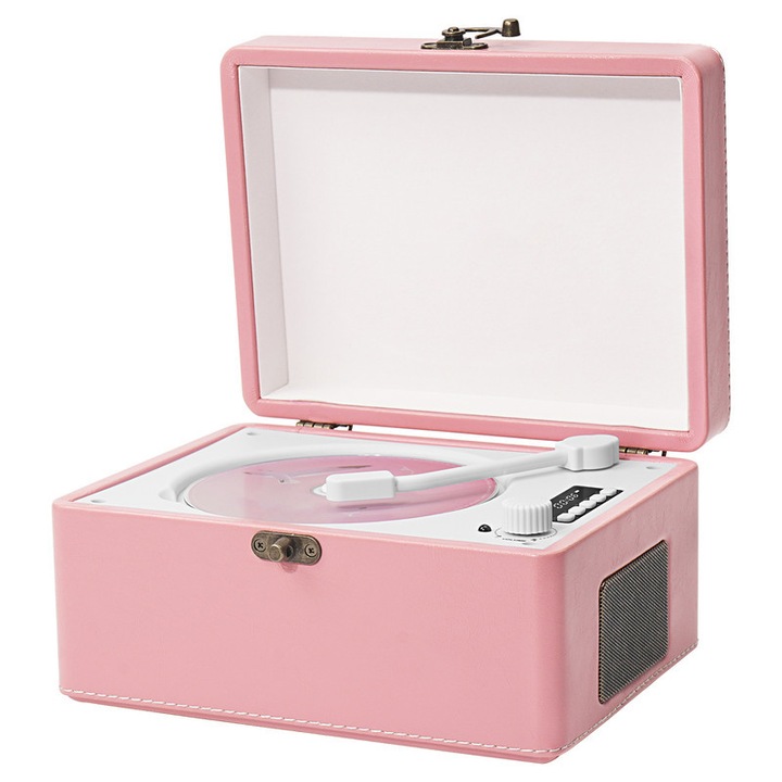 Преносим CD плейър, Bluetooth, Вградени високоговорители, Вградена батерия, Високо качество на звука, За дома, кола, учене, пътувания, розов