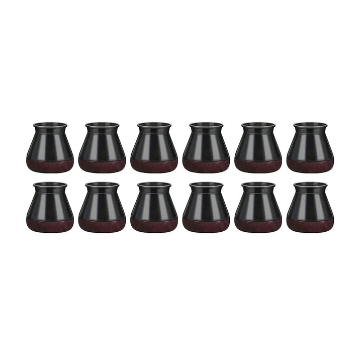Комплект от 12 протектора за крака на столове/мебели NEXTLY от силикон и филц, против надраскване, против шум, гъвкави, универсални, за многократна употреба, 3x3.8 см - M, черно-бордо