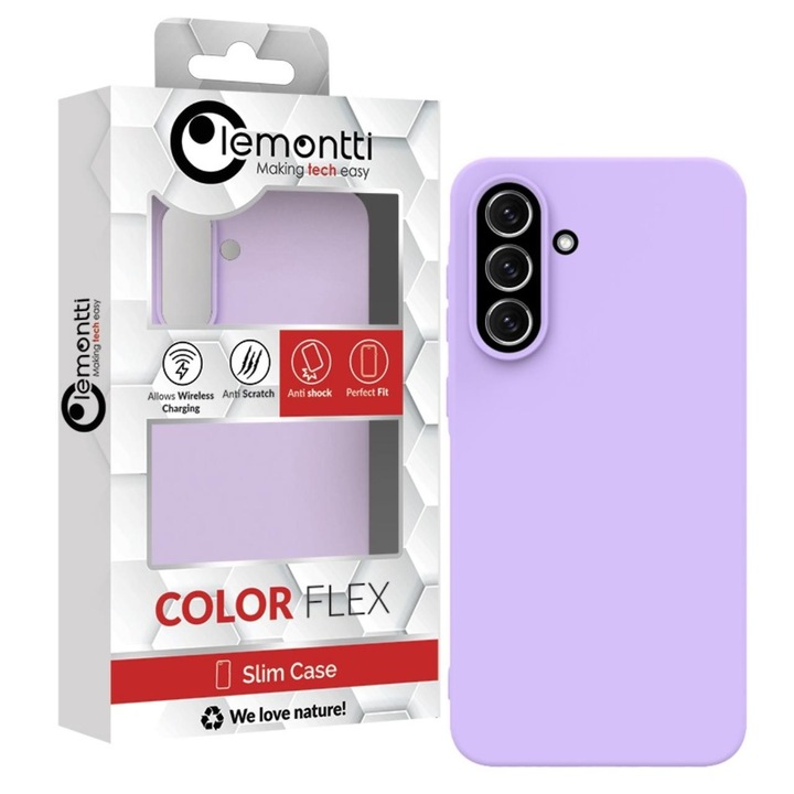 Lemontti szilikon selymes tok, kompatibilis a Samsung Galaxy A56 készülékkel, lila színben