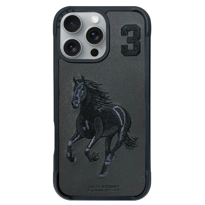 Prémium iPhone 16 Pro Max tok – Santa Barbara Polo & Racquet Club Boris – szürke, hímzett