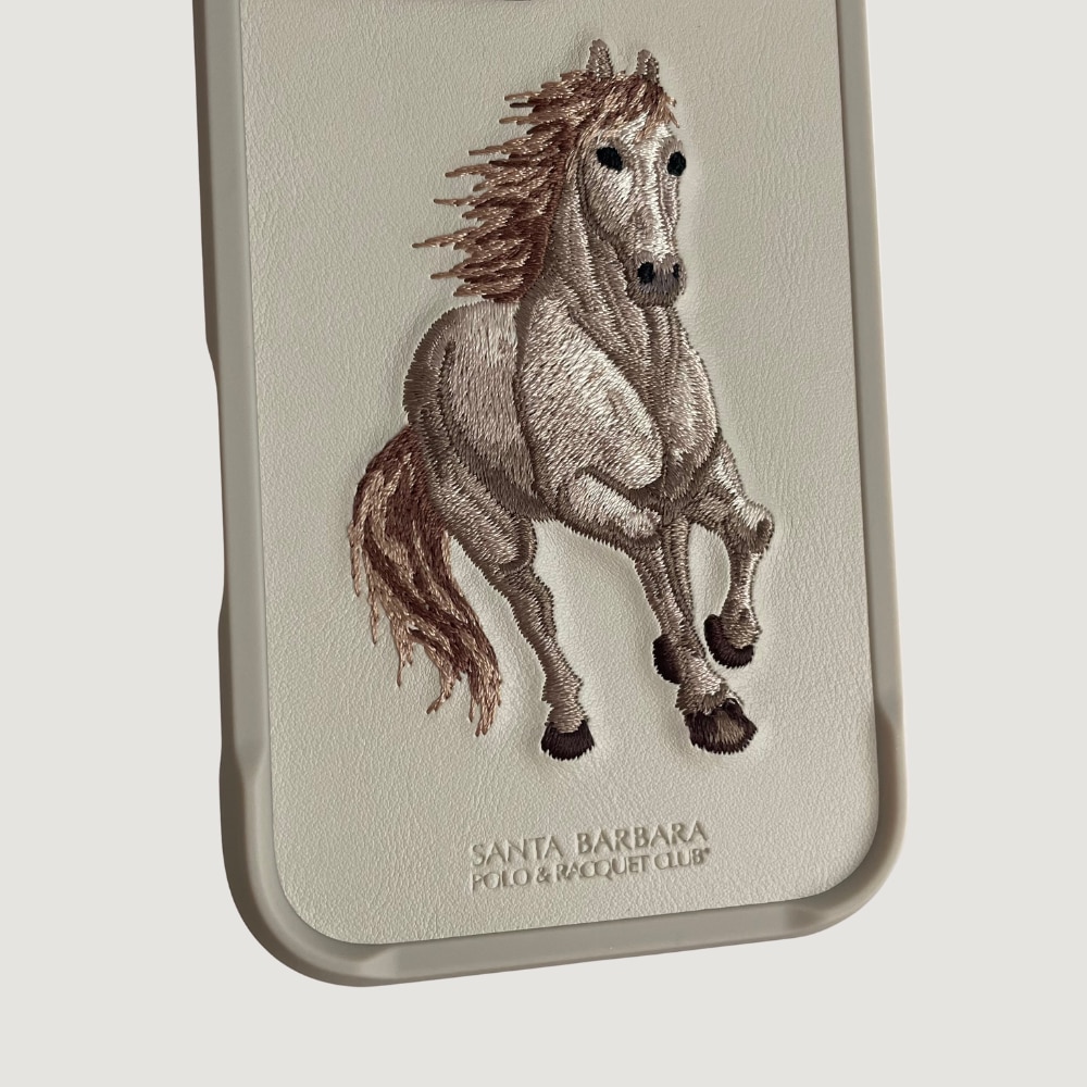Husa Premium pentru iPhone 16 Pro Max Santa Barbara Polo & Racquet Club Boris Beige, Broderie