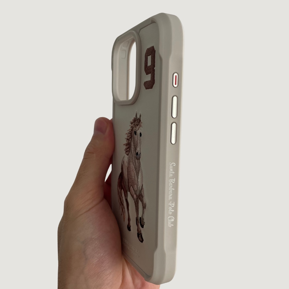 Husa Premium pentru iPhone 16 Pro Max Santa Barbara Polo & Racquet Club Boris Beige, Broderie
