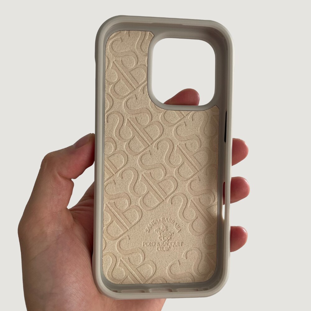 Husa Premium pentru iPhone 16 Pro Max Santa Barbara Polo & Racquet Club Boris Beige, Broderie