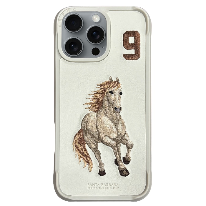 Husa Premium pentru iPhone 16 Pro Max Santa Barbara Polo & Racquet Club Boris Beige, Broderie