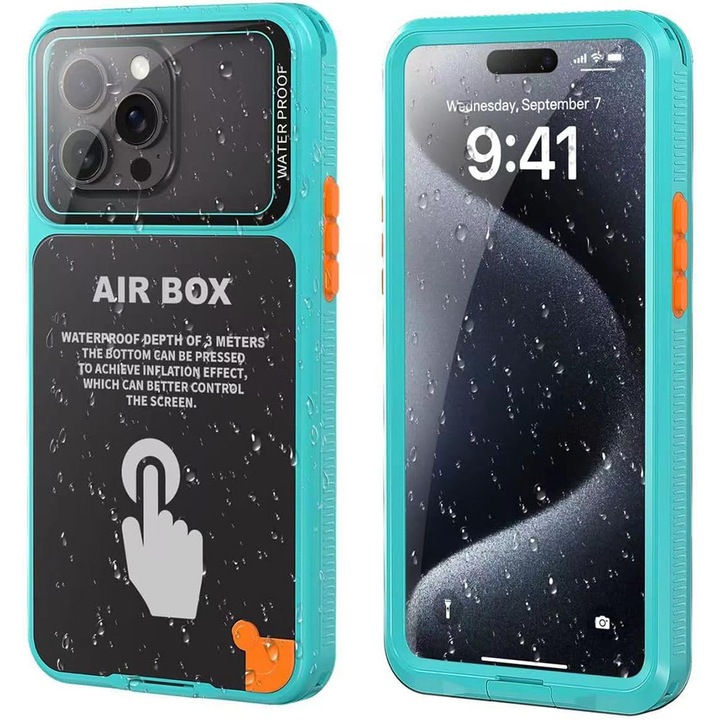 Husa pentru iPhone 12/12 Pro/13/13 Pro/14/14 pro/15/15 Pro/16 - ShellBox AirBox Waterproof IP68 Case (6.1 inch) - Blue