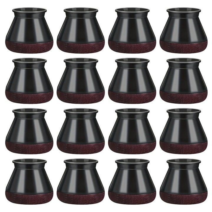 Комплект 16 протектора за крака на стол, NEXTLY, силикон и филц, устойчиви на надраскване, черно-бордо, 3x4,5 см