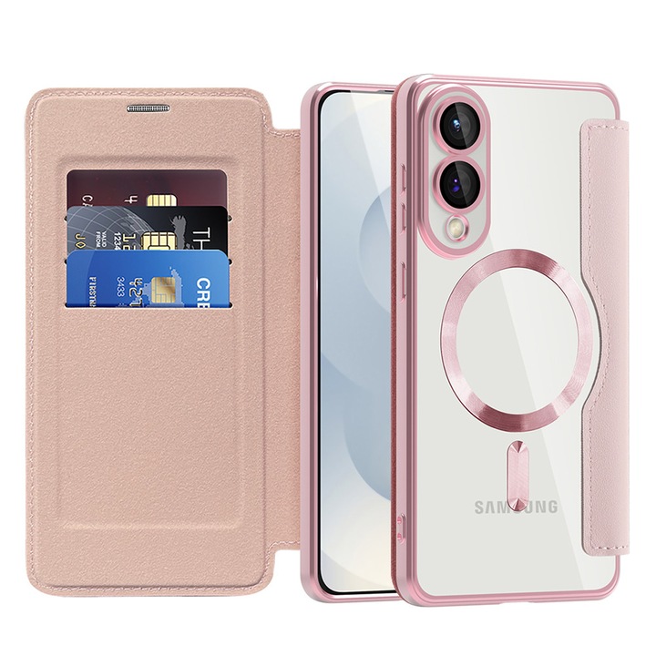 Husa pentru Samsung Galaxy S25 Edge - Techsuit SmartMag Book Case - Pink