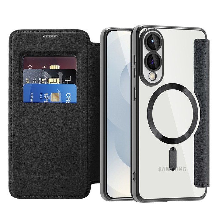 Husa pentru Samsung Galaxy S25 Edge - Techsuit SmartMag Book Case - Black