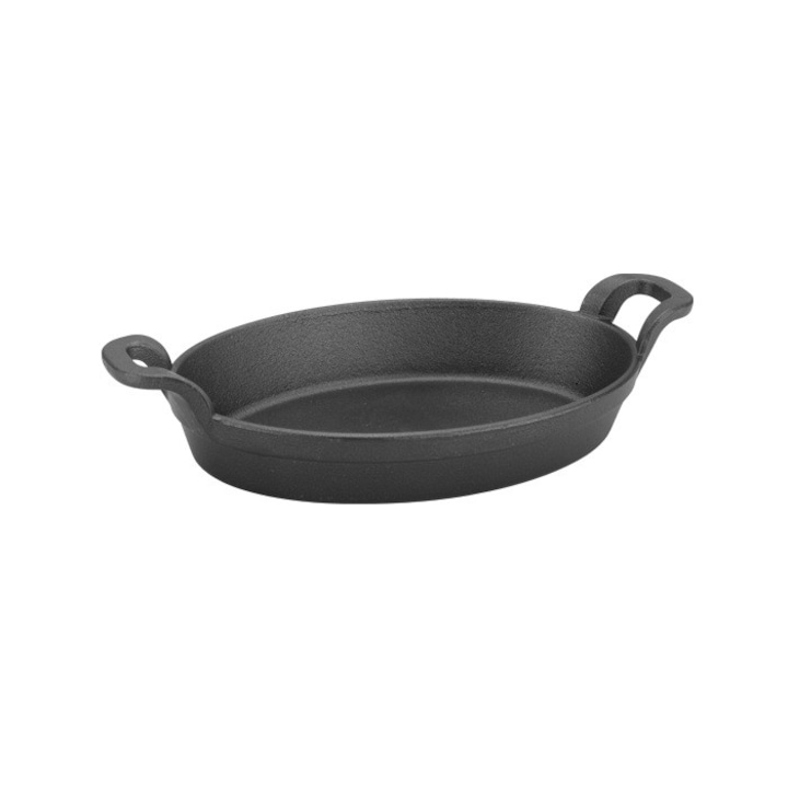 Tigaie ovală Raki din fontă cu mânere, 21x15xh4cm