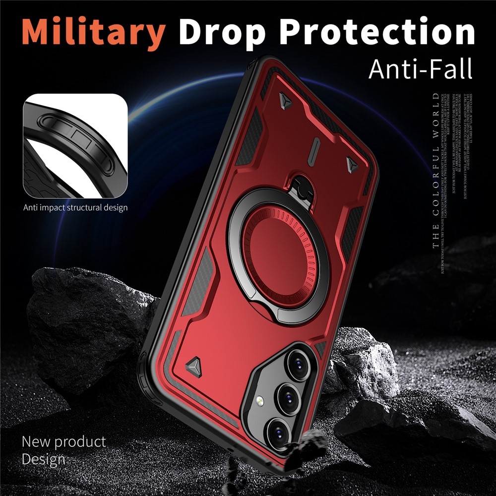 Husa military armour cu inel metalic, ALC MOBILE, compatibila cu Samsung Galaxy A05s, Rosu
