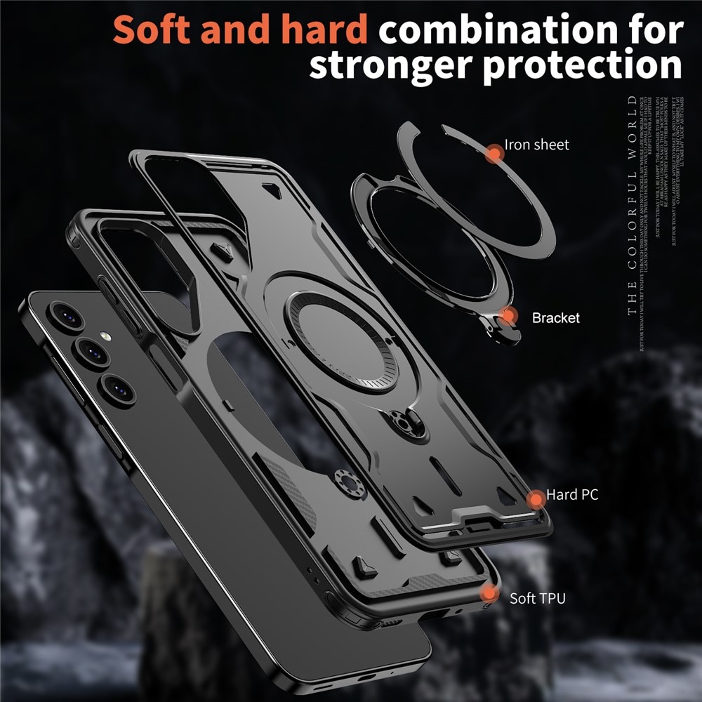 Husa military armour cu inel metalic, ALC MOBILE, compatibila cu Samsung Galaxy A14, Negru