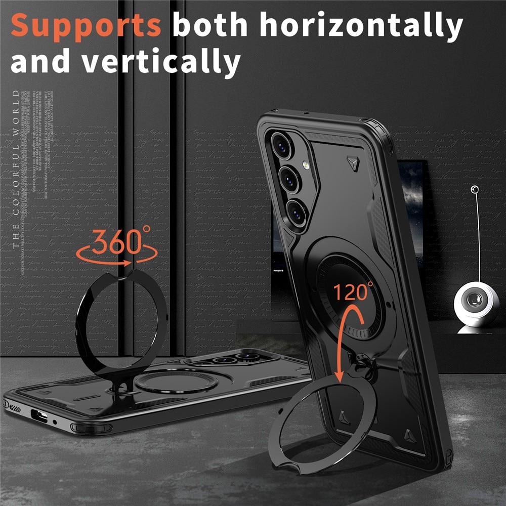 Husa military armour cu inel metalic, ALC MOBILE, compatibila cu Samsung Galaxy A14, Negru