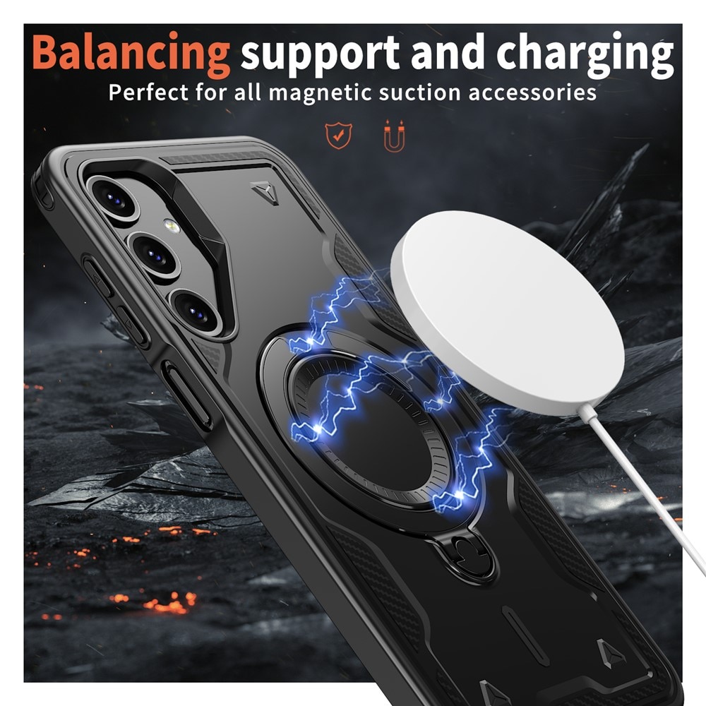 Husa military armour cu inel metalic, ALC MOBILE, compatibila cu Samsung Galaxy A14, Negru
