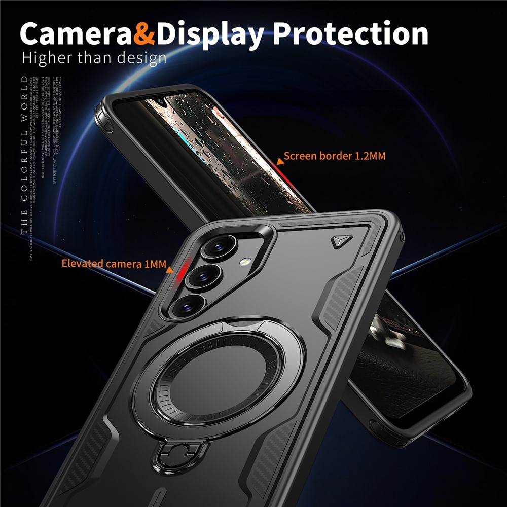 Husa military armour cu inel metalic, ALC MOBILE, compatibila cu Samsung Galaxy A14, Negru