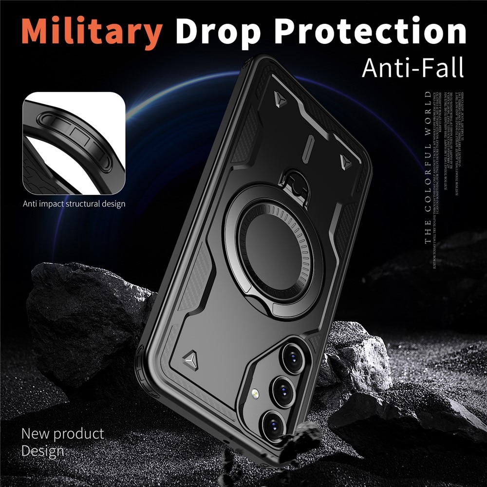 Husa military armour cu inel metalic, ALC MOBILE, compatibila cu Samsung Galaxy A14, Negru