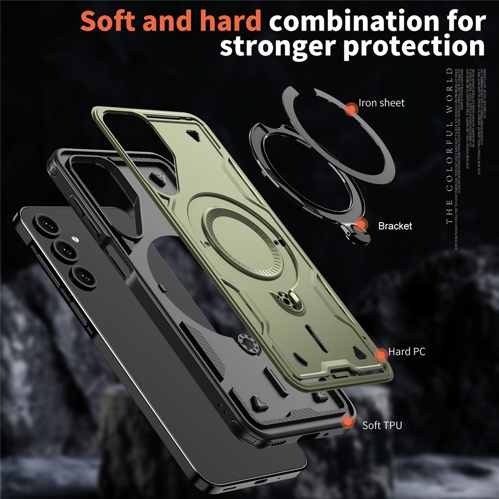 Husa military armour cu inel metalic, ALC MOBILE, compatibila cu Samsung Galaxy A26, Verde
