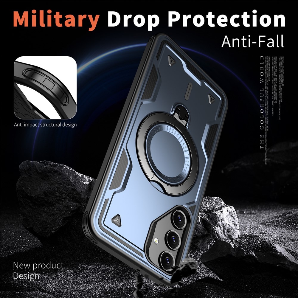 Husa military armour cu inel metalic, ALC MOBILE, compatibila cu Samsung Galaxy S25, Albastru