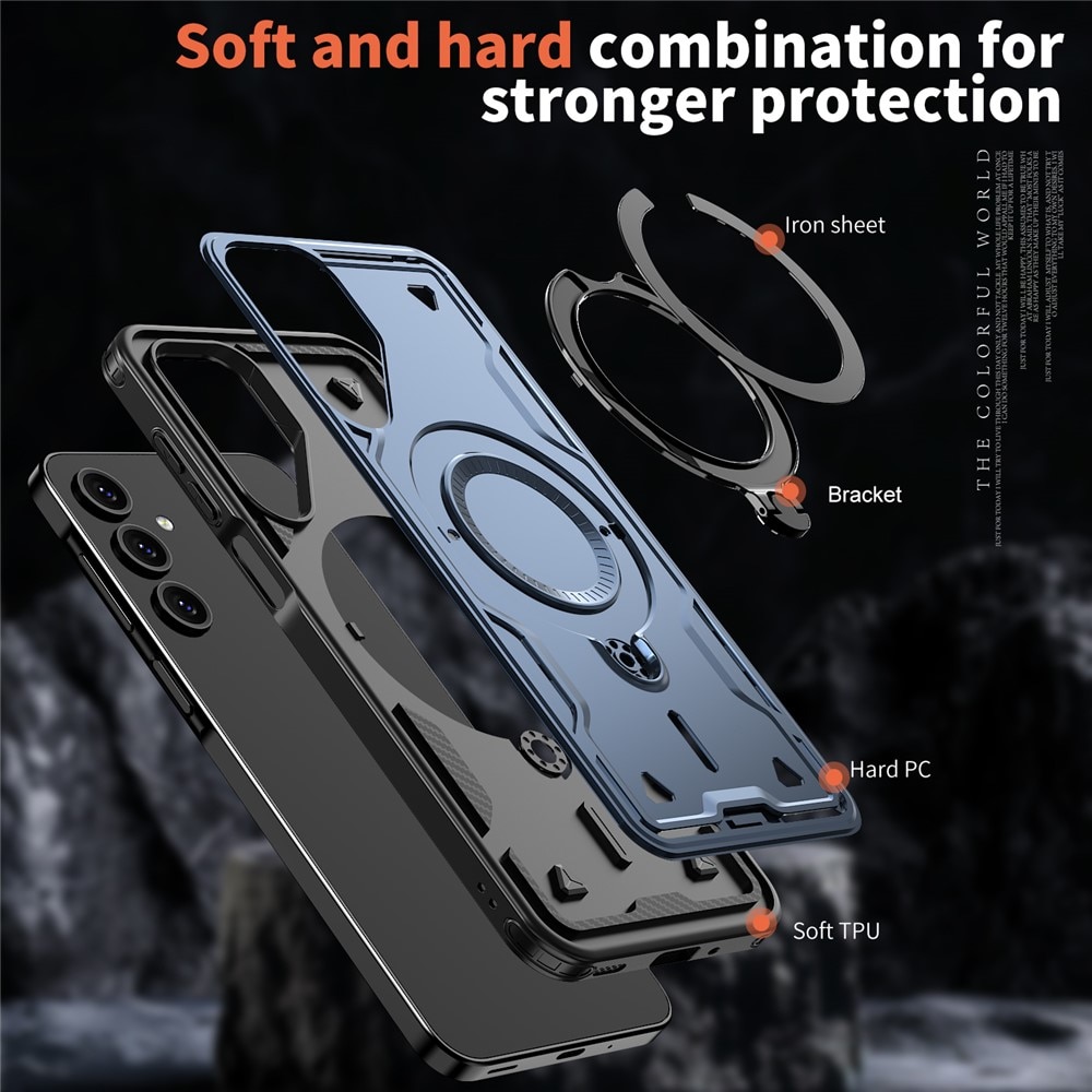 Husa military armour cu inel metalic, ALC MOBILE, compatibila cu Samsung Galaxy S25, Albastru